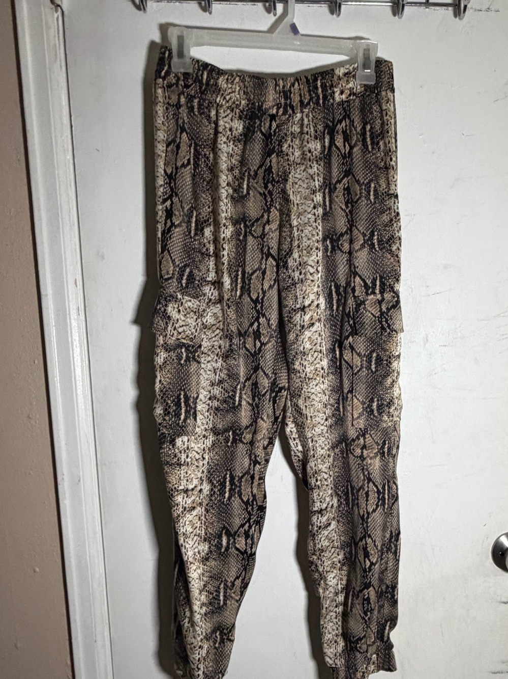 Lulu's Brown Snake Print Cargo Joggers